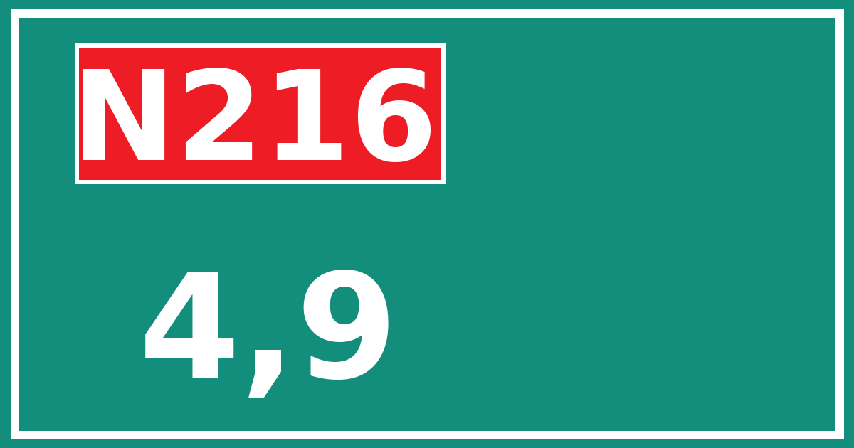 Hectometerbord N216 4,9