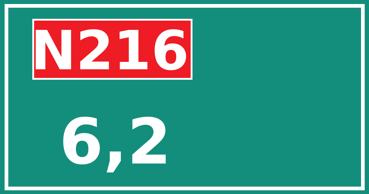 Hectometerbord N216 6,2