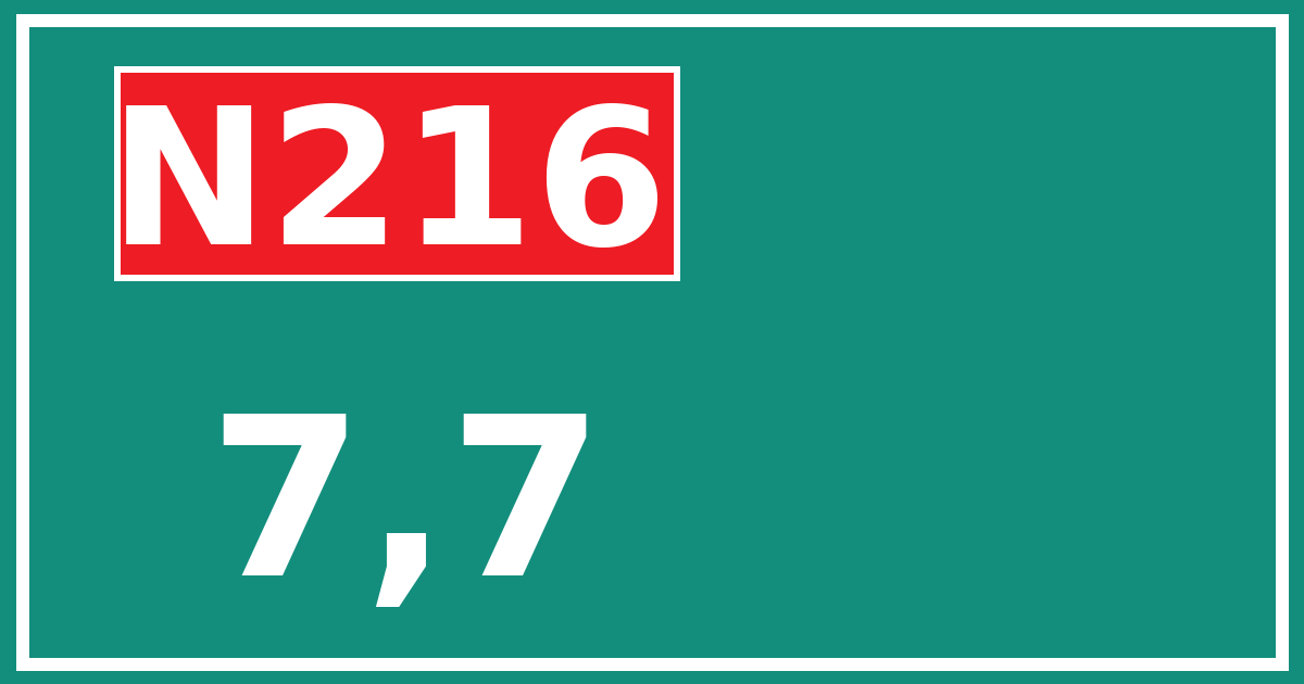 Hectometerbord N216 7,7