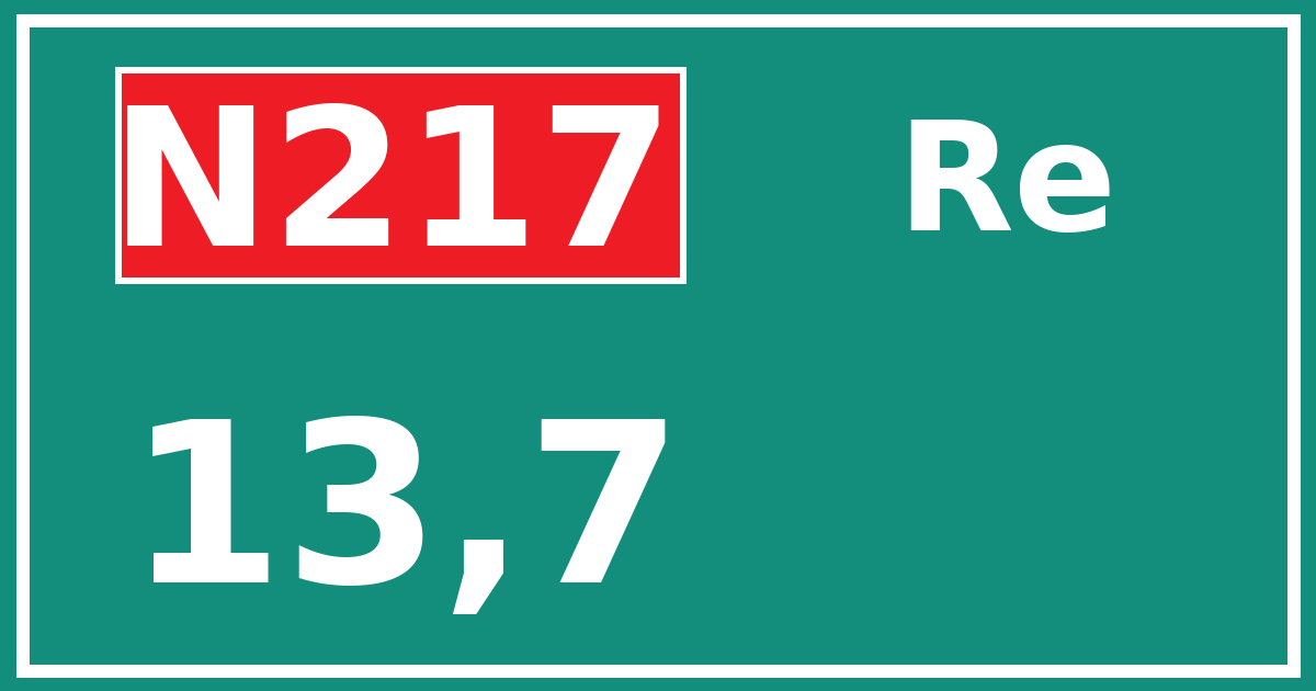 Hectometerbord N217 13,7 zijde Re