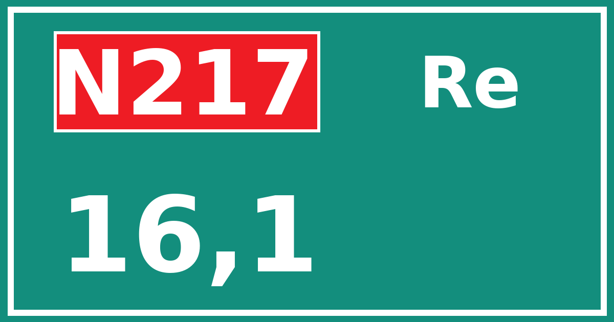 Hectometerbord N217 16,1 zijde Re