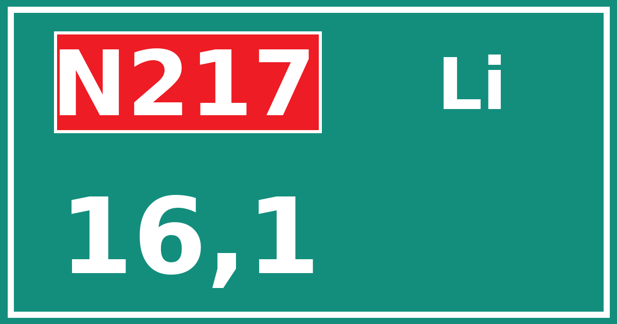 Hectometerbord N217 16,1 zijde Li