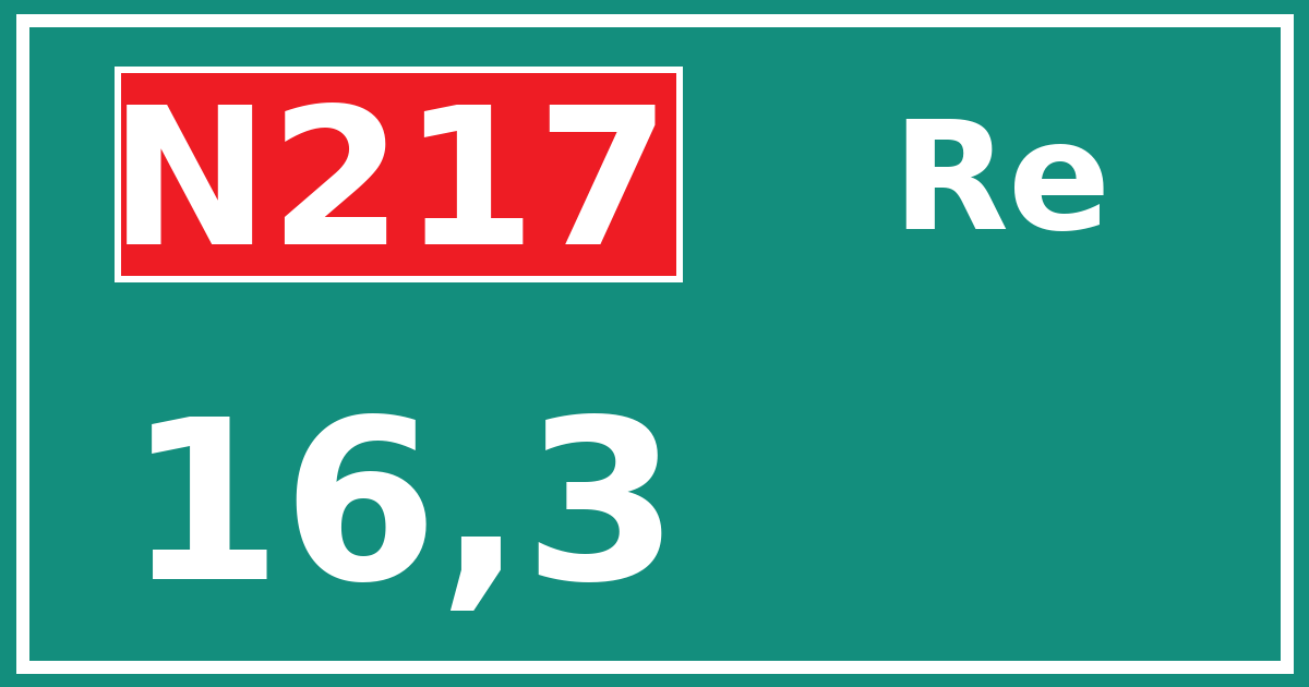 Hectometerbord N217 16,3 zijde Re