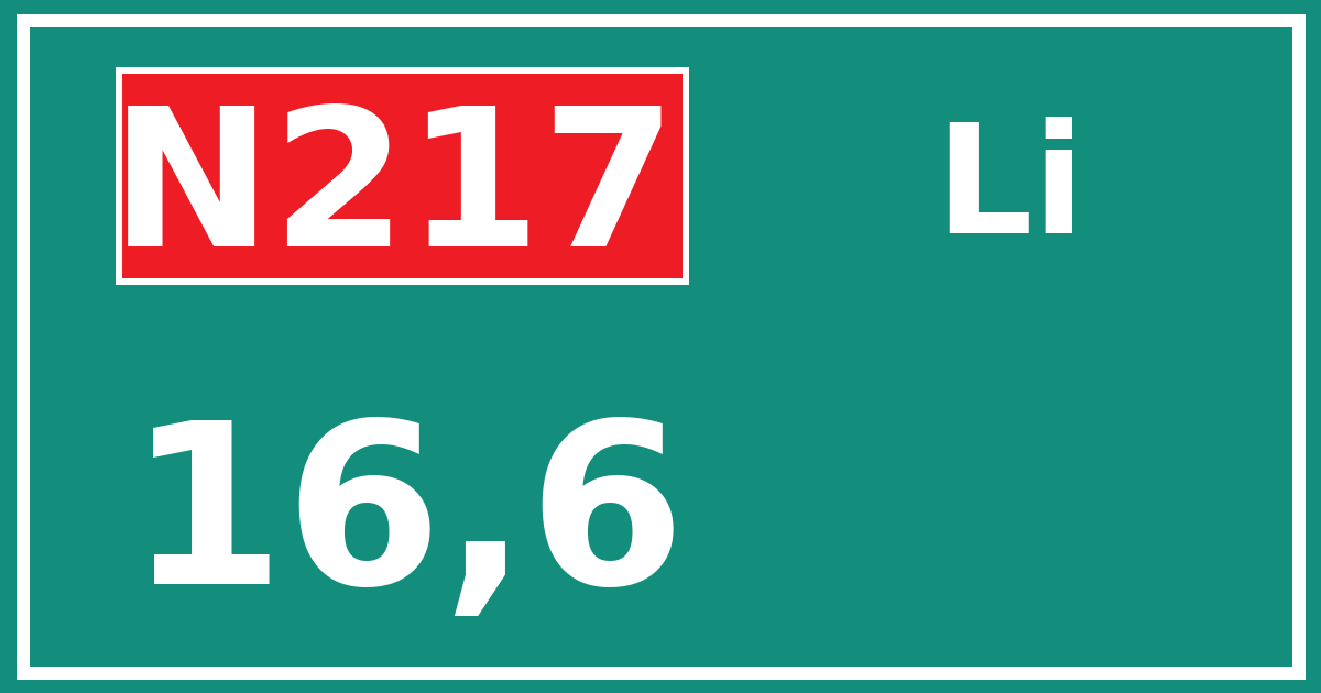 Hectometerbord N217 16,6 zijde Li
