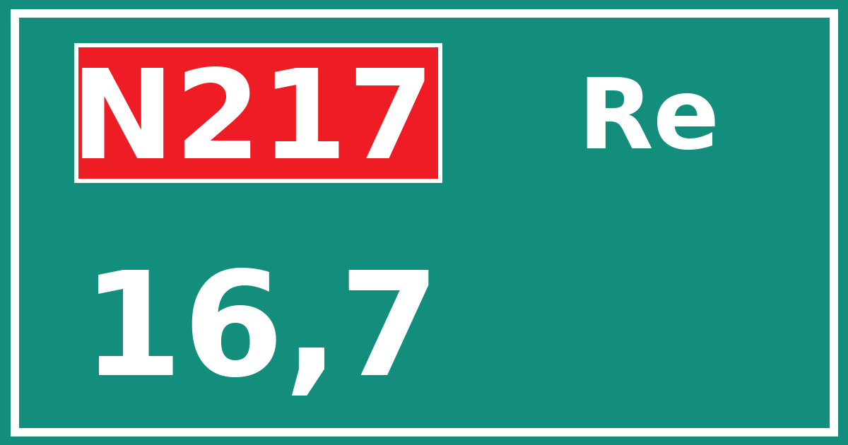 Hectometerbord N217 16,7 zijde Re