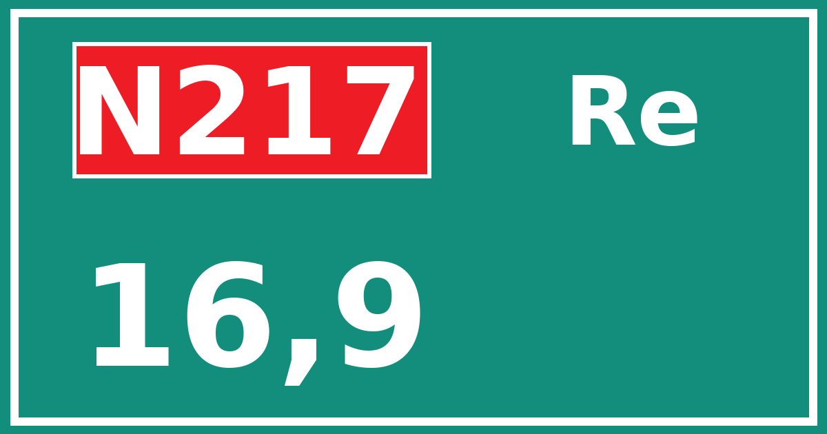 Hectometerbord N217 16,9 zijde Re