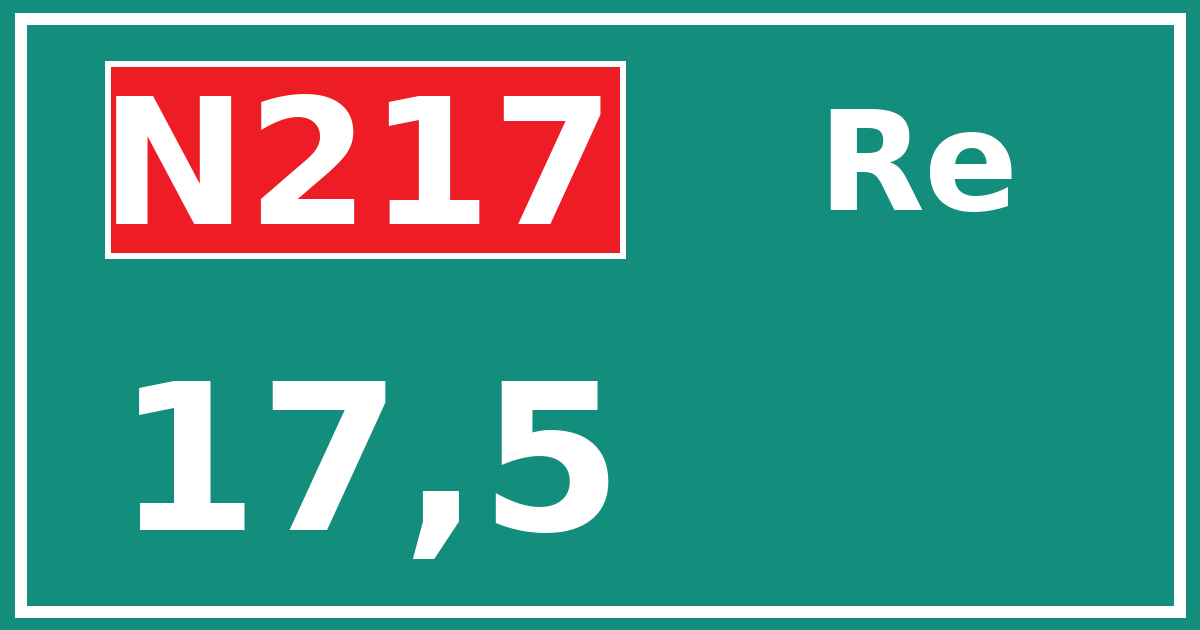 Hectometerbord N217 17,5 zijde Re