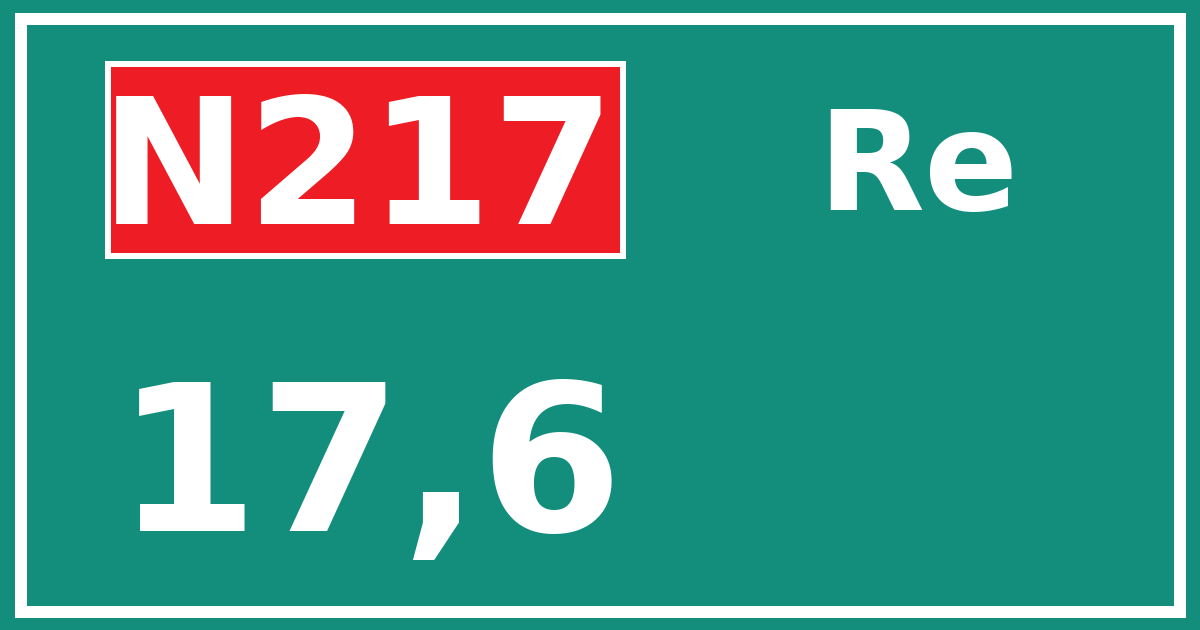Hectometerbord N217 17,6 zijde Re
