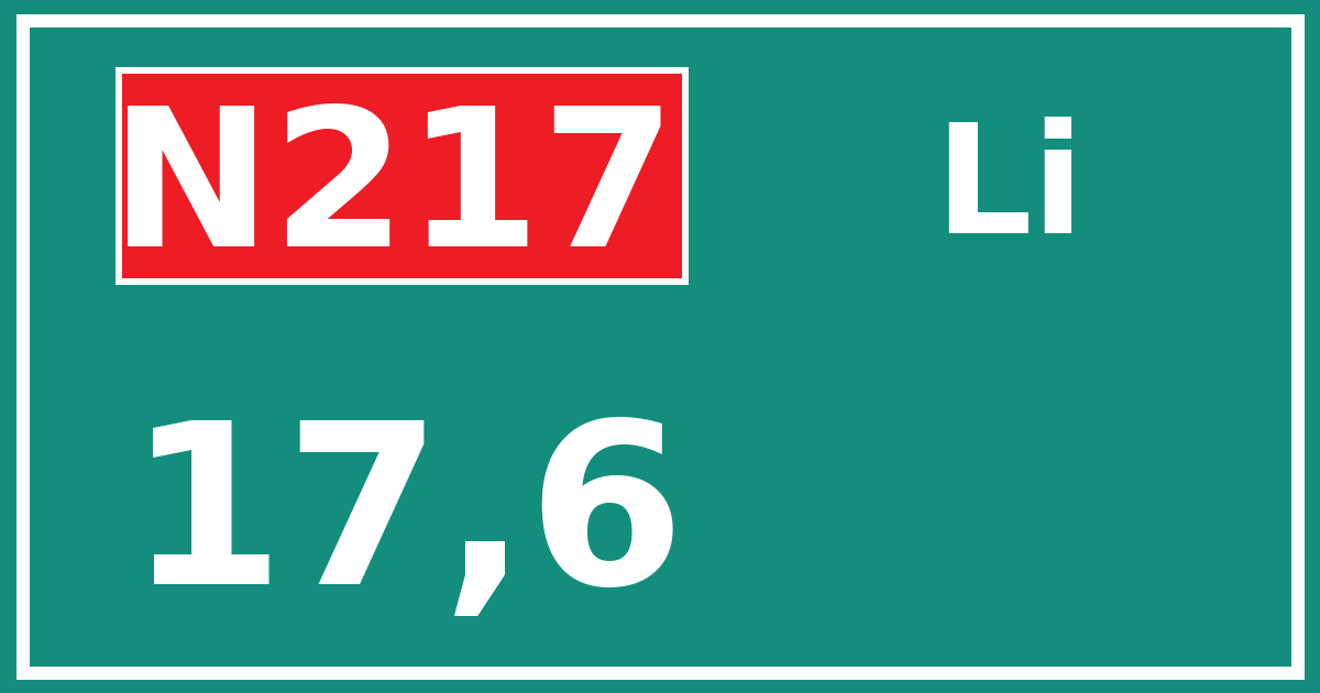 Hectometerbord N217 17,6 zijde Li