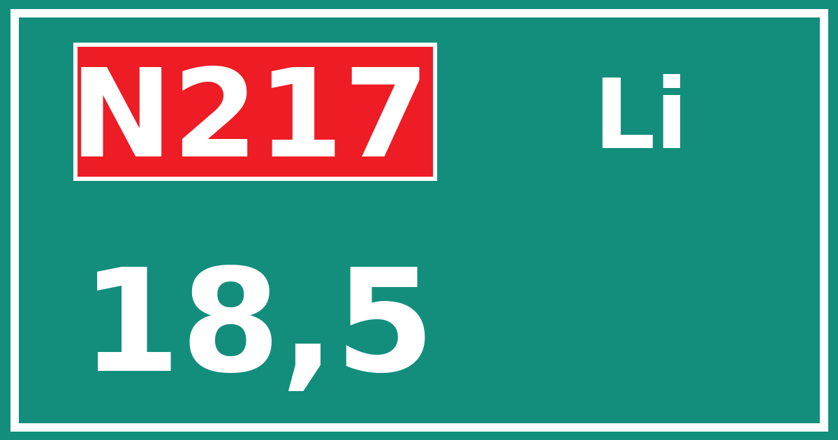 Hectometerbord N217 18,5 zijde Li
