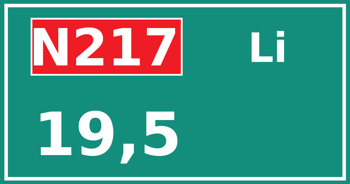Hectometerbord N217 19,5 zijde Li