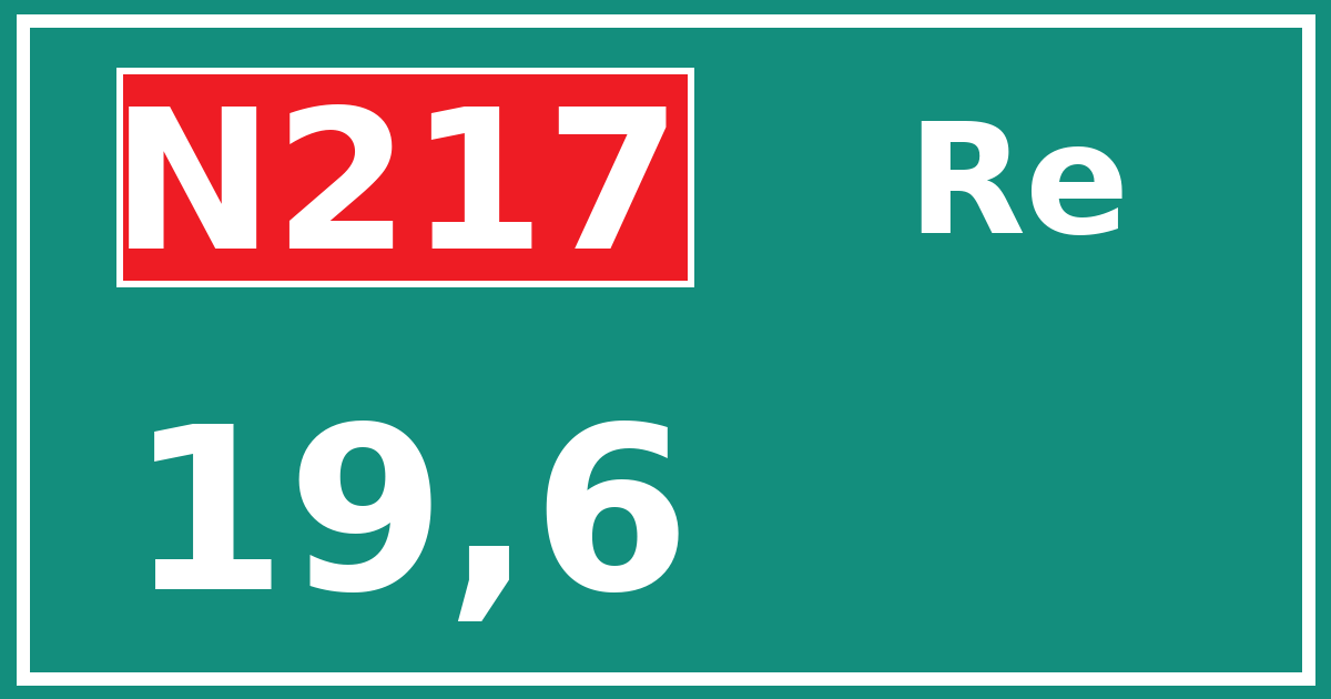 Hectometerbord N217 19,6 zijde Re