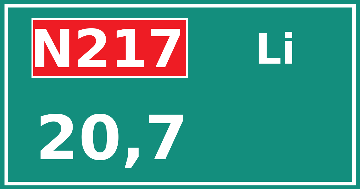 Hectometerbord N217 20,7 zijde Li
