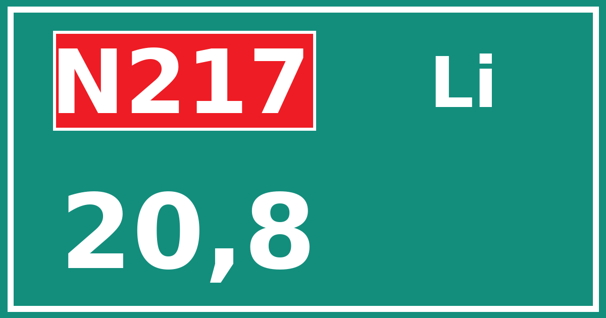 Hectometerbord N217 20,8 zijde Li
