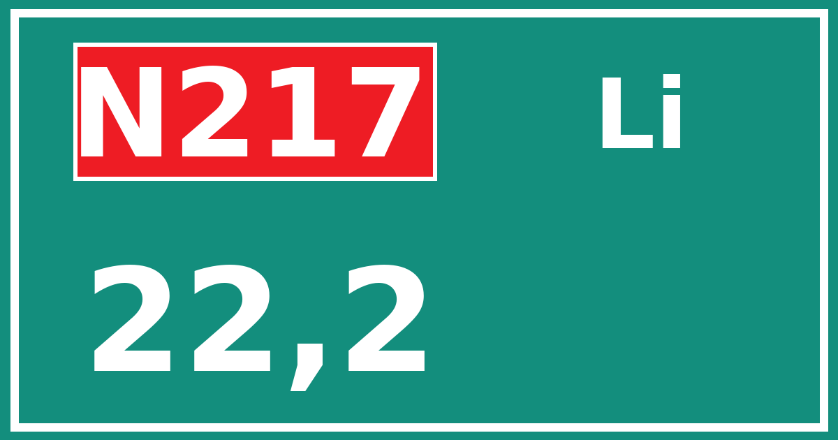 Hectometerbord N217 22,2 zijde Li