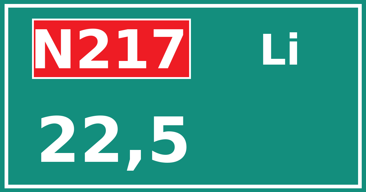 Hectometerbord N217 22,5 zijde Li