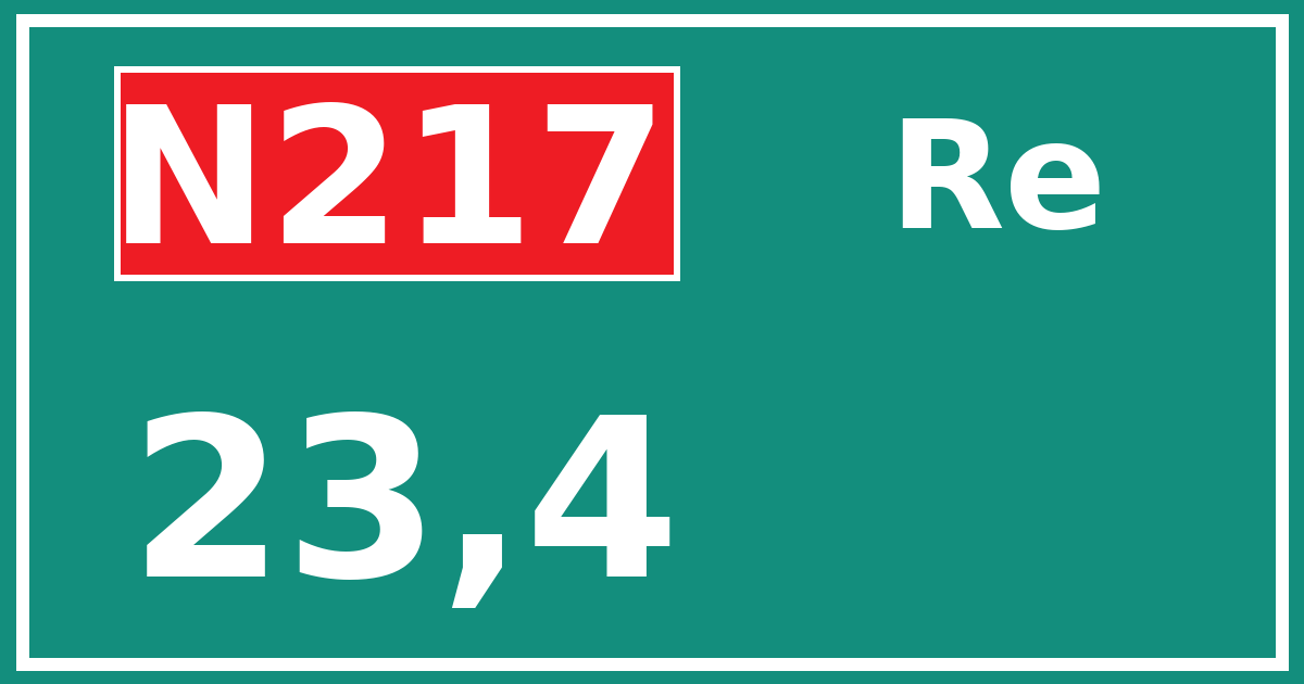 Hectometerbord N217 23,4 zijde Re