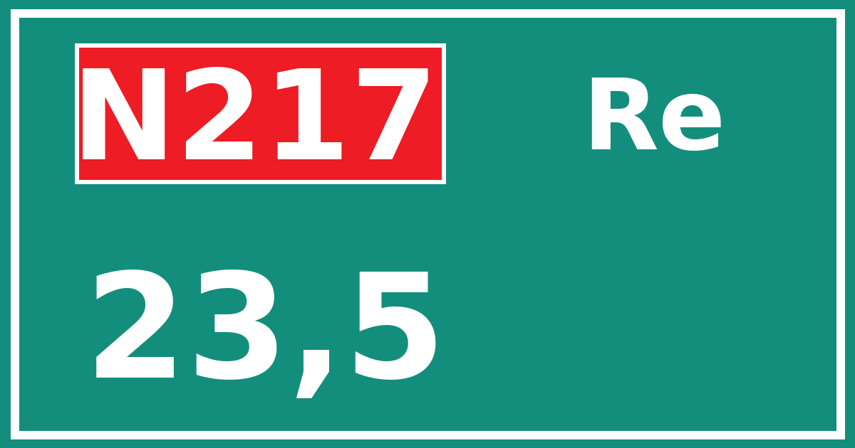 Hectometerbord N217 23,5 zijde Re