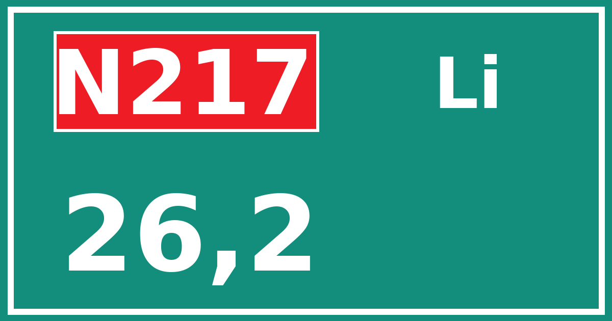 Hectometerbord N217 26,2 zijde Li