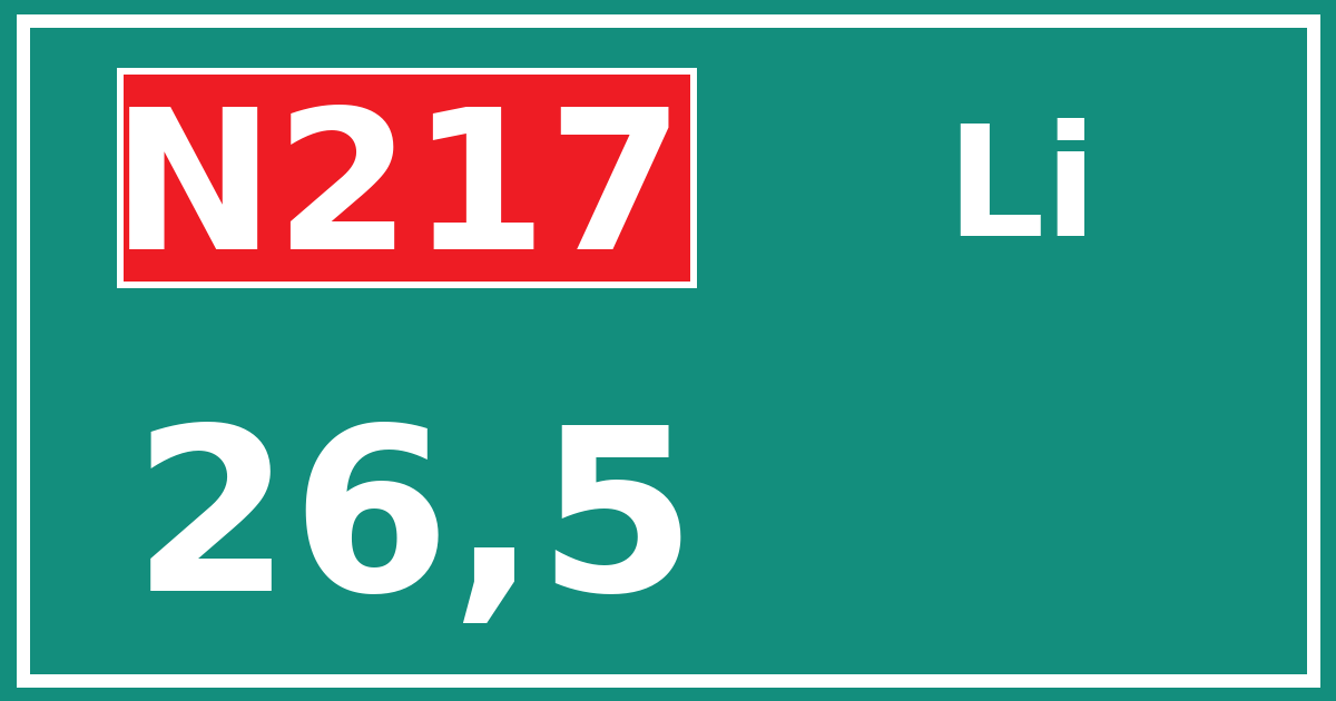 Hectometerbord N217 26,5 zijde Li