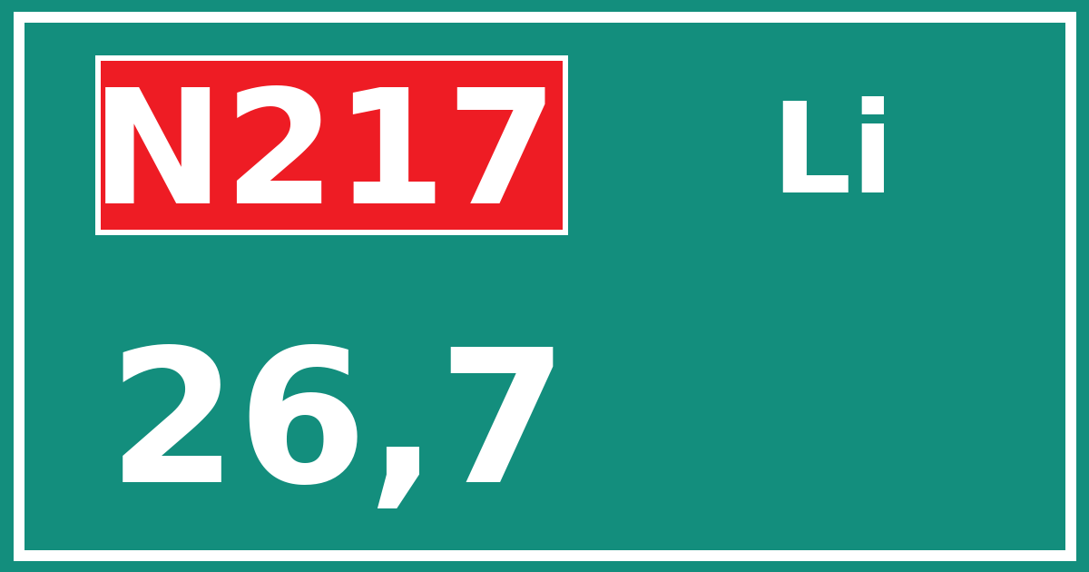 Hectometerbord N217 26,7 zijde Li
