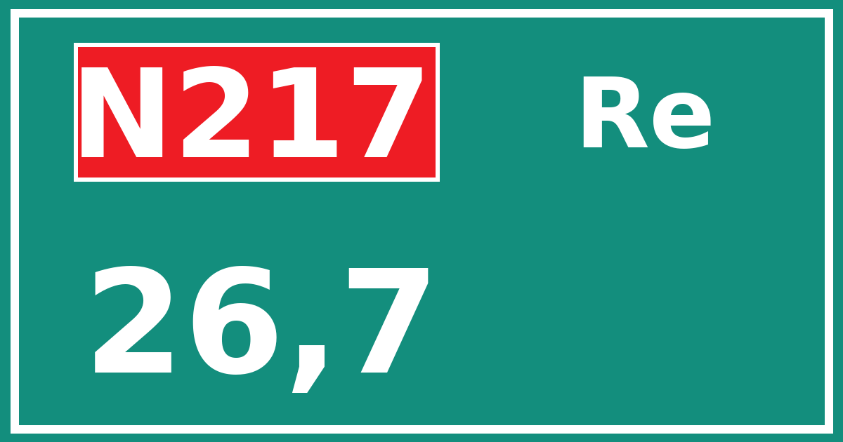Hectometerbord N217 26,7 zijde Re