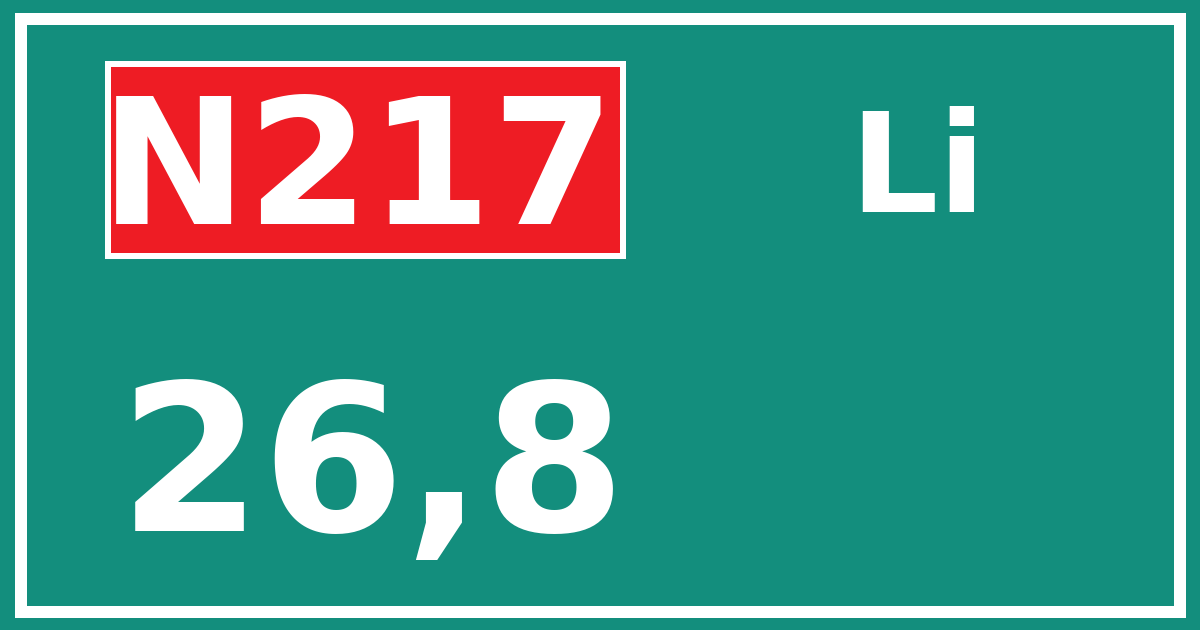 Hectometerbord N217 26,8 zijde Li
