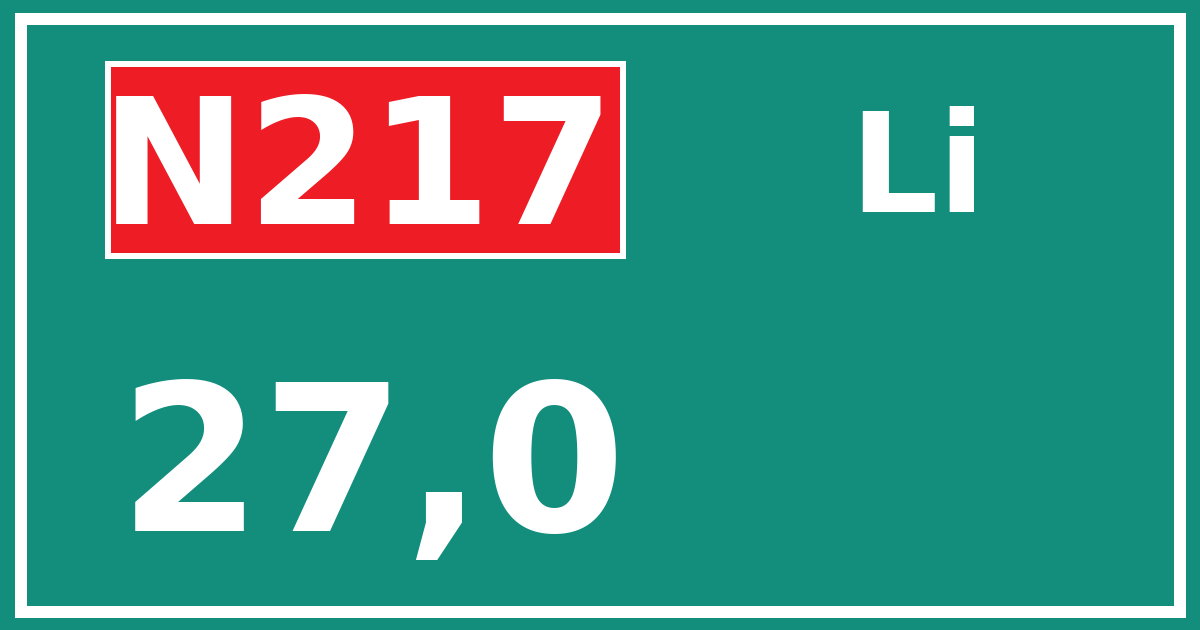 Hectometerbord N217 27,0 zijde Li