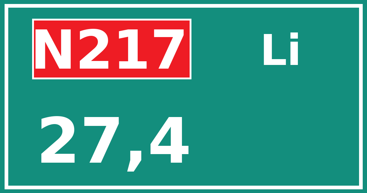 Hectometerbord N217 27,4 zijde Li
