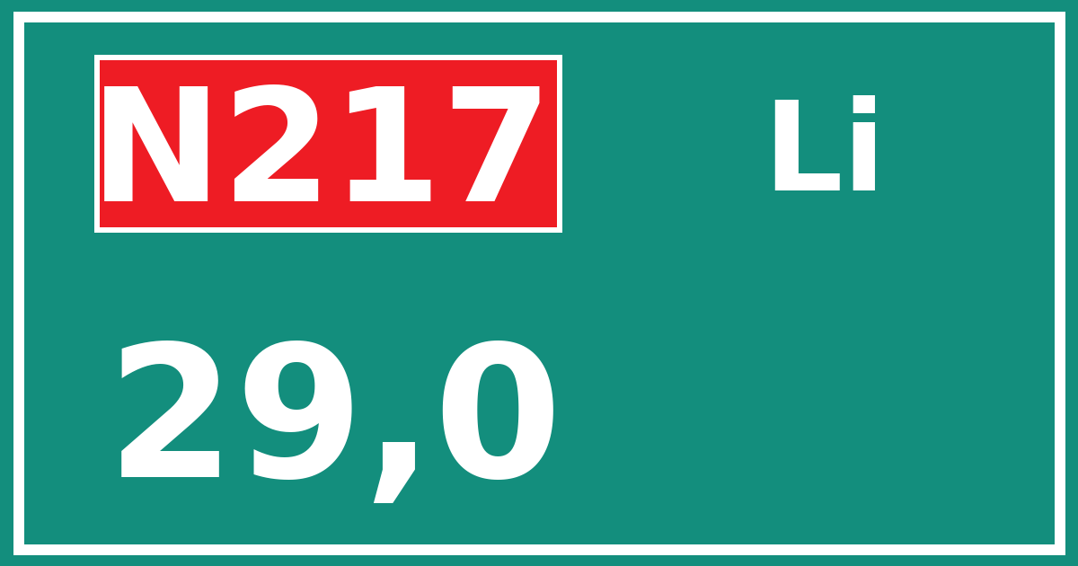 Hectometerbord N217 29,0 zijde Li