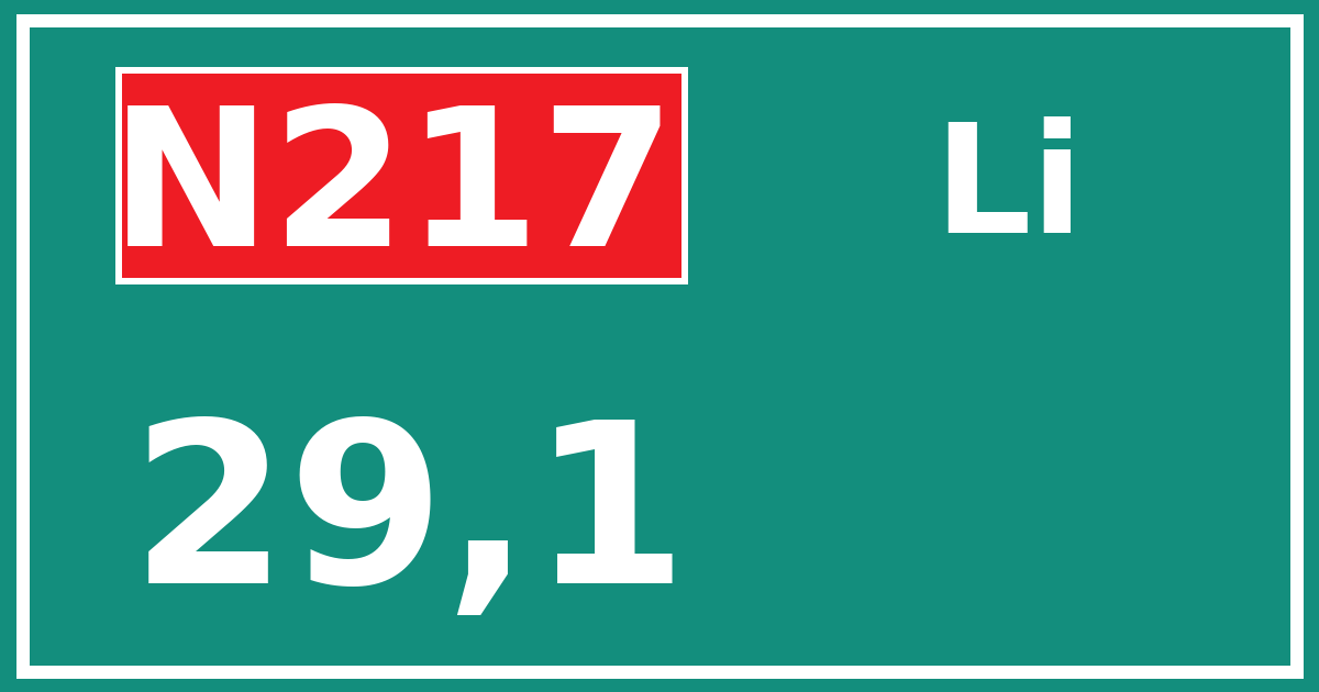 Hectometerbord N217 29,1 zijde Li