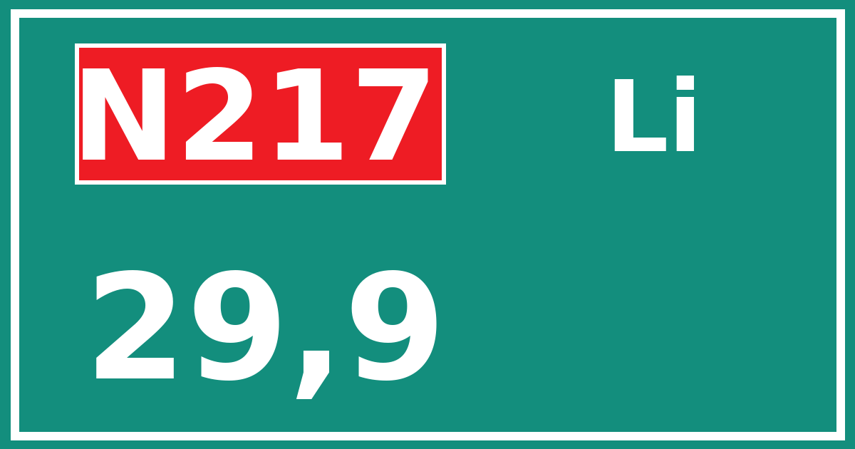 Hectometerbord N217 29,9 zijde Li