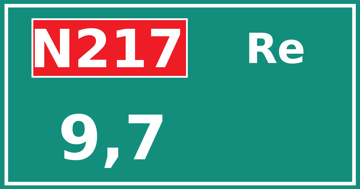 Hectometerbord N217 9,7 zijde Re