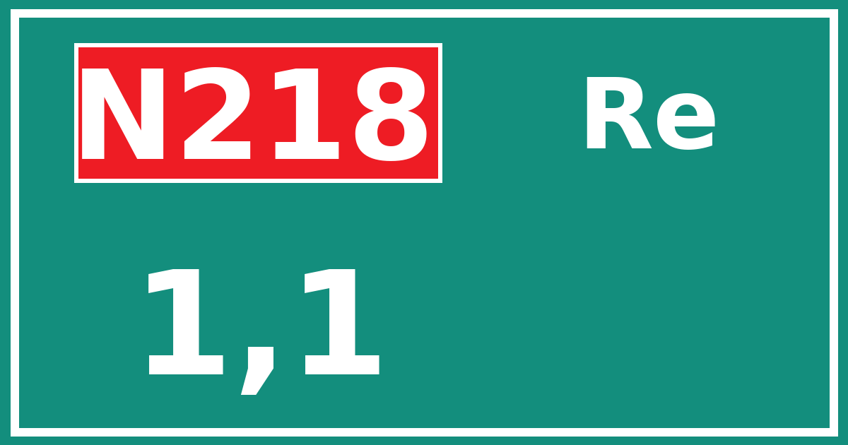 Hectometerbord N218 1,1 zijde Re