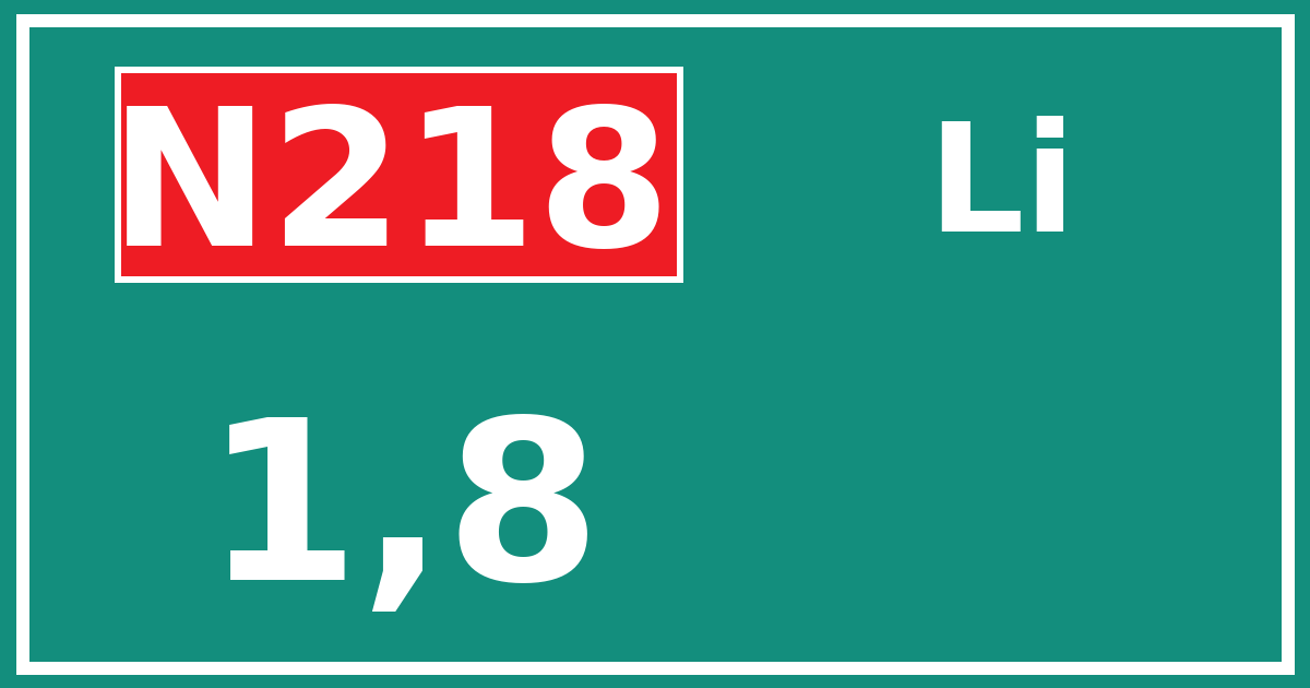 Hectometerbord N218 1,8 zijde Li