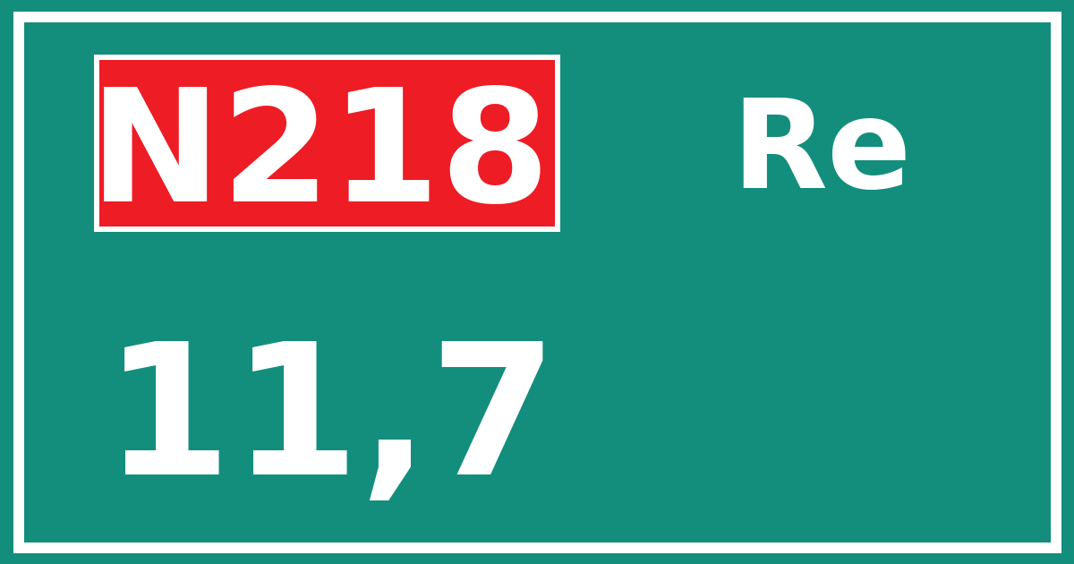 Hectometerbord N218 11,7 zijde Re