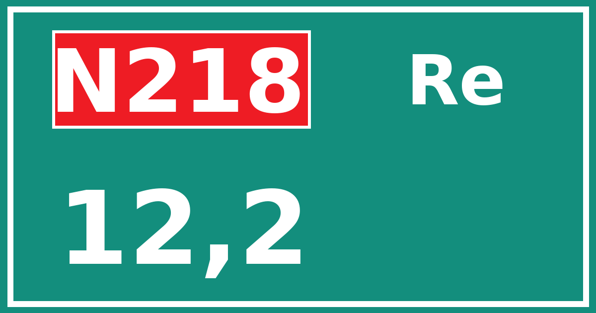 Hectometerbord N218 12,2 zijde Re