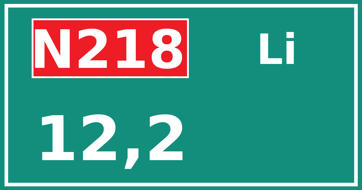 Hectometerbord N218 12,2 zijde Li