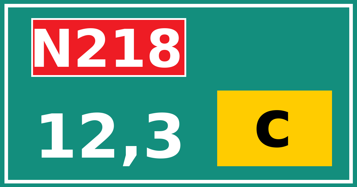 Hectometerbord N218 12,3 letter c
