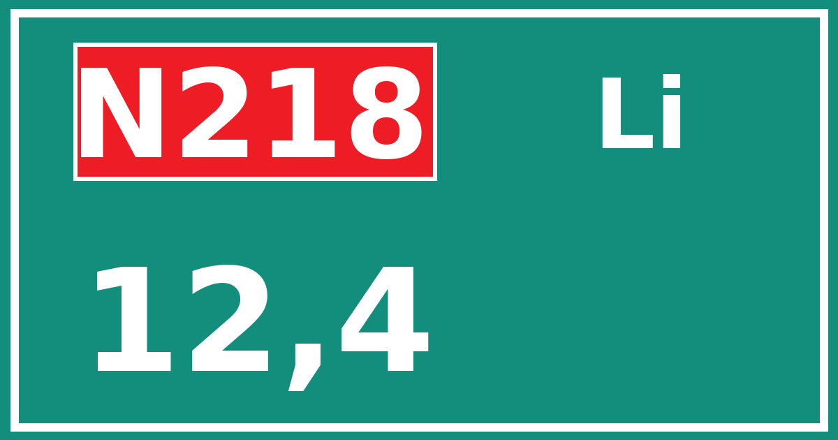 Hectometerbord N218 12,4 zijde Li