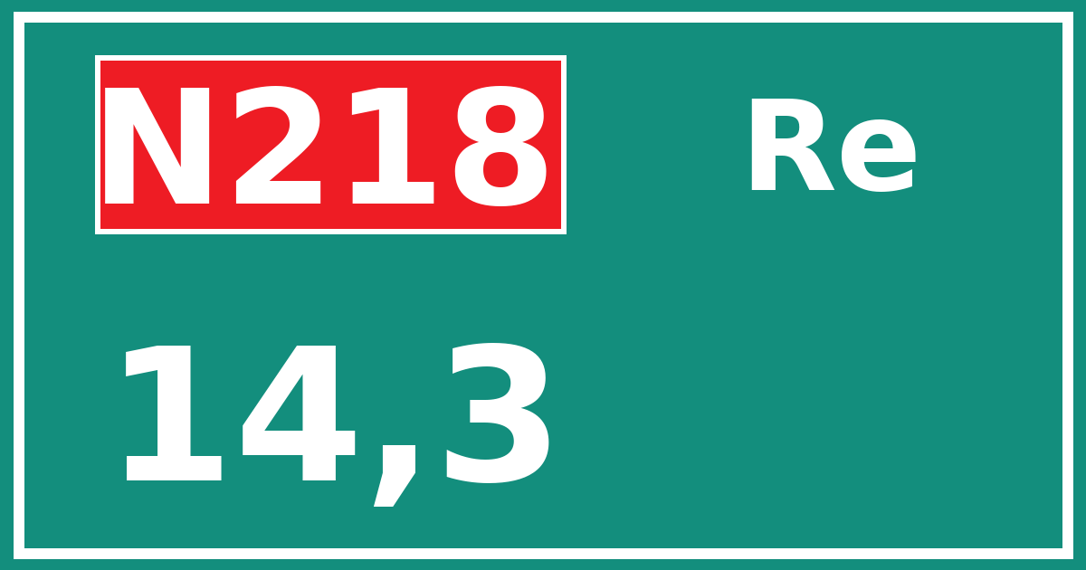 Hectometerbord N218 14,3 zijde Re