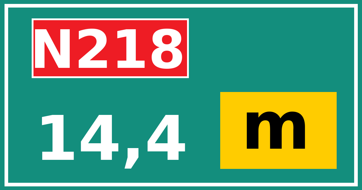 Hectometerbord N218 14,4 letter m