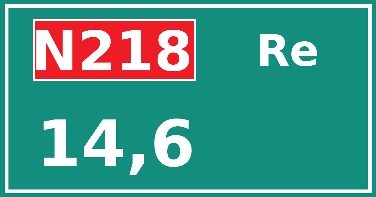 Hectometerbord N218 14,6 zijde Re