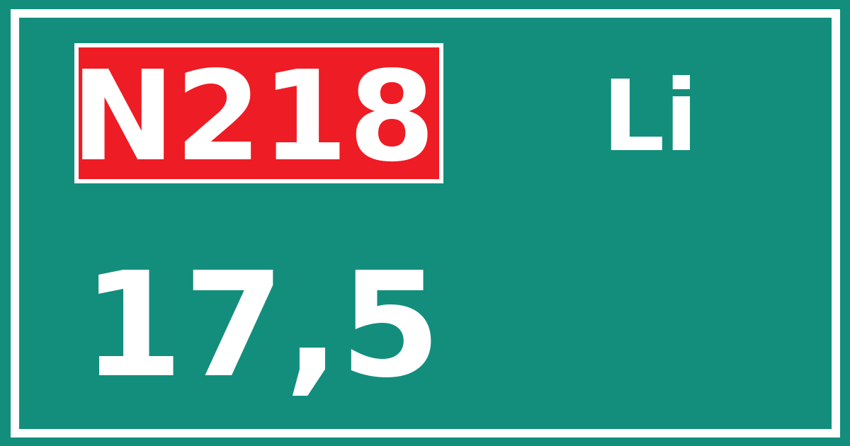 Hectometerbord N218 17,5 zijde Li
