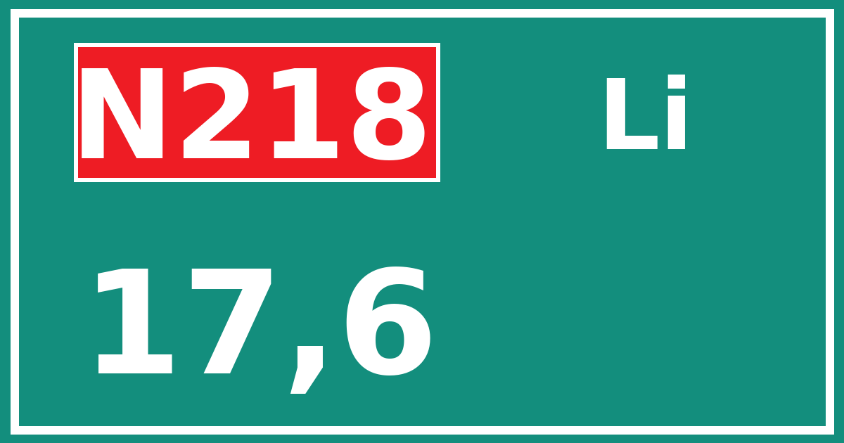 Hectometerbord N218 17,6 zijde Li