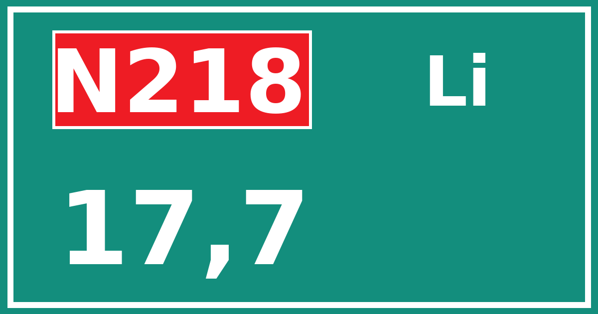 Hectometerbord N218 17,7 zijde Li
