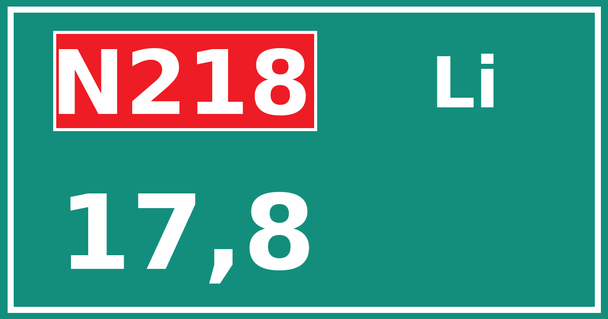 Hectometerbord N218 17,8 zijde Li