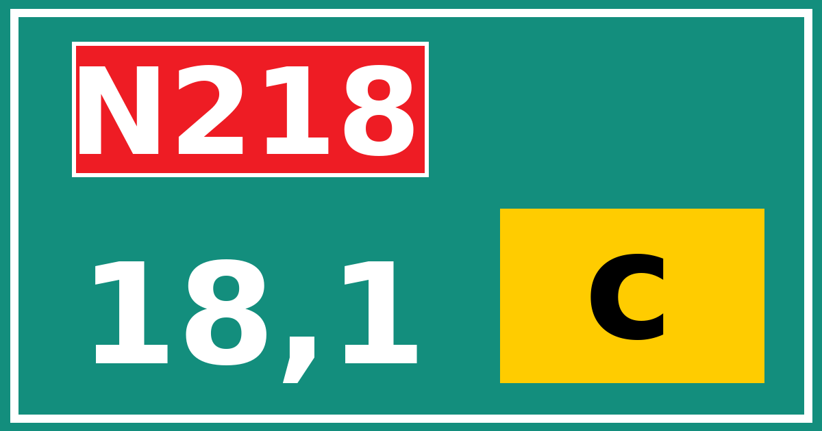 Hectometerbord N218 18,1 letter c