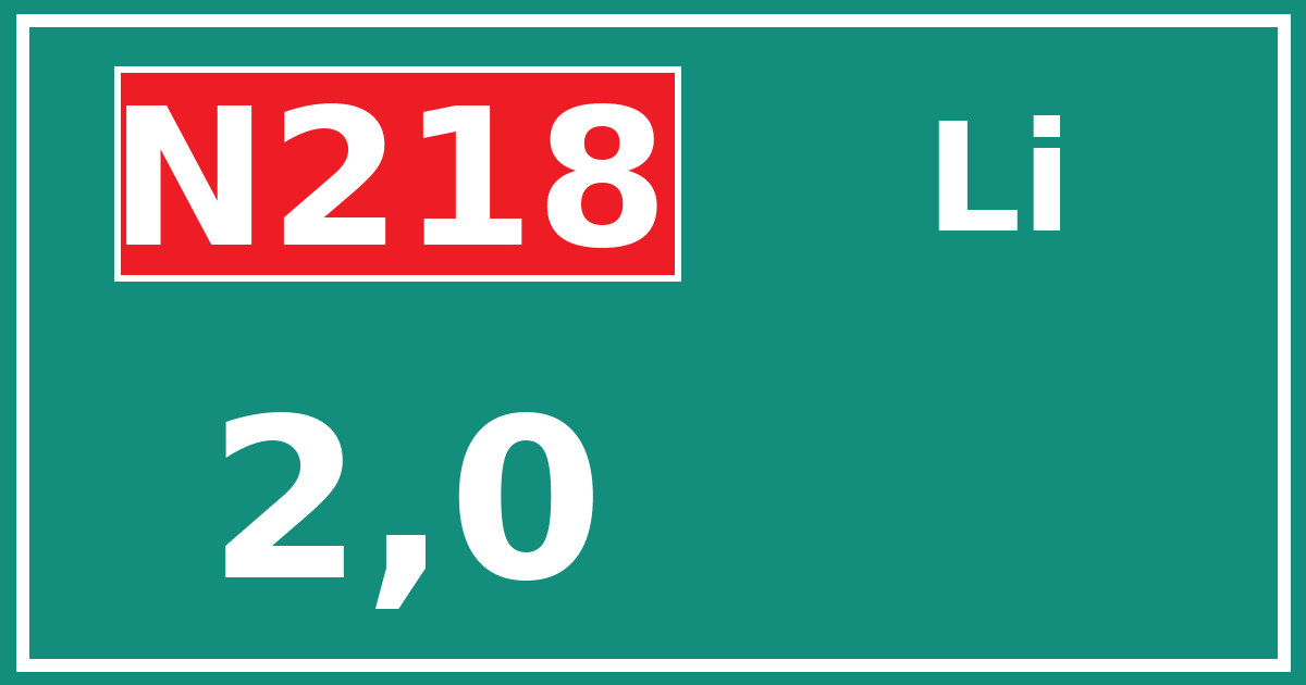 Hectometerbord N218 2,0 zijde Li