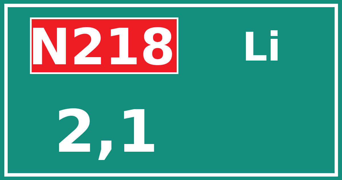 Hectometerbord N218 2,1 zijde Li